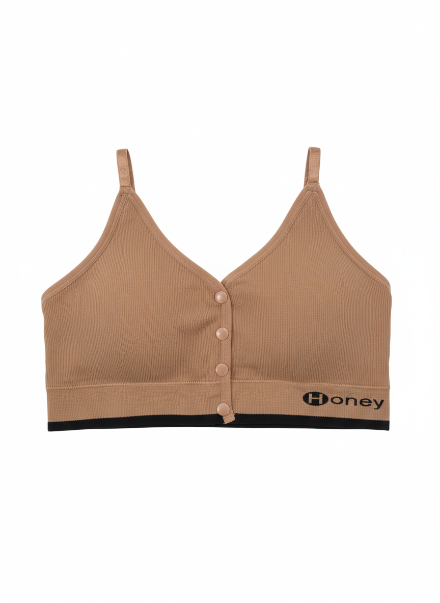 Honey Ribbed Button-Front Bralette