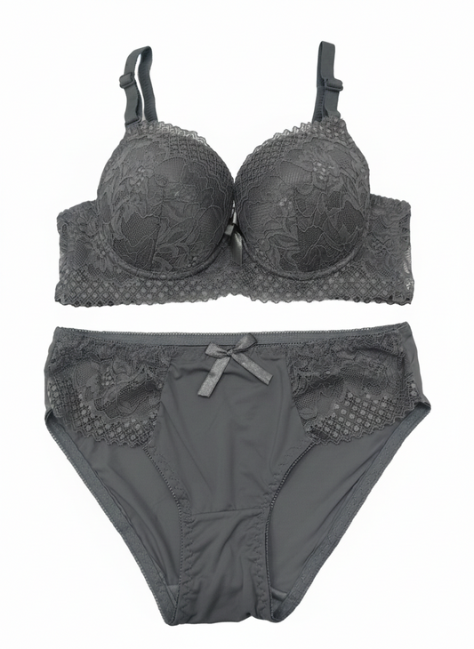 Elegant Bra & Panty Set with Rose Embroidery