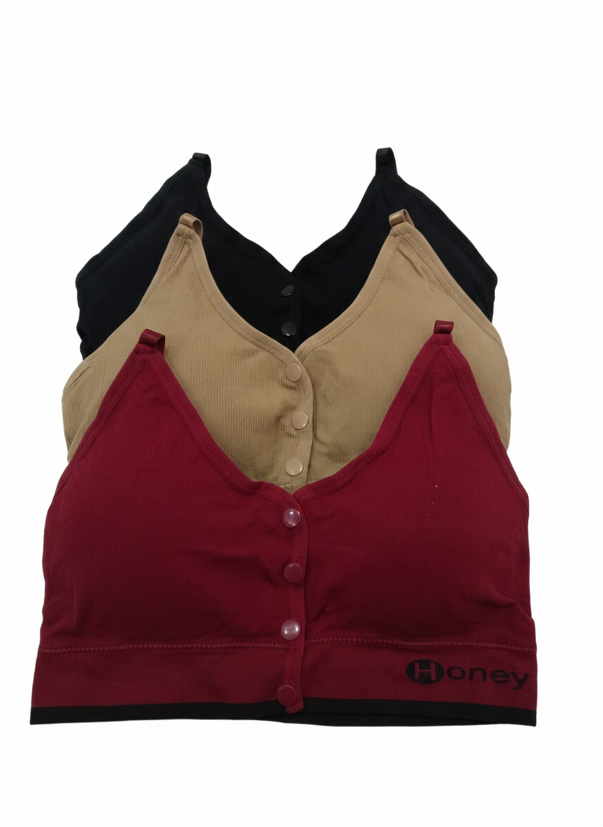 Honey Ribbed Button-Front Bralette