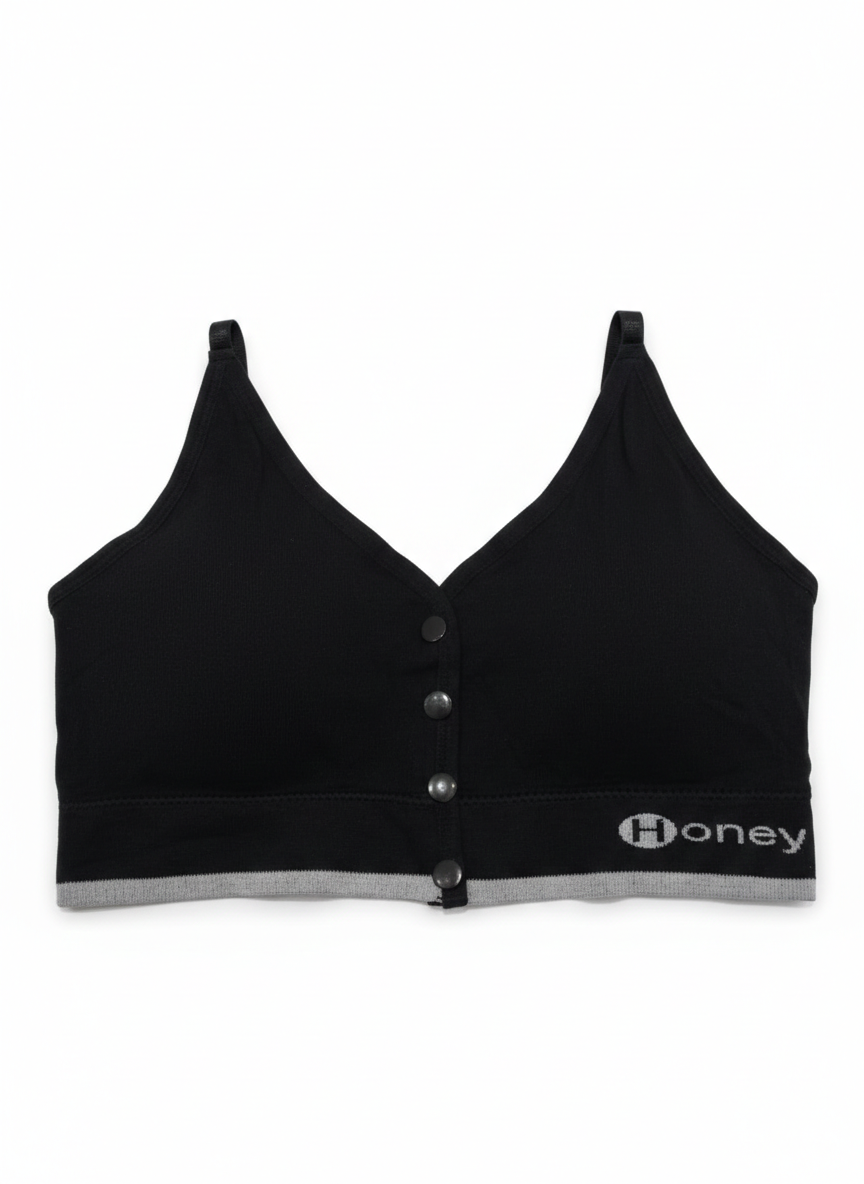 Honey Ribbed Button-Front Bralette