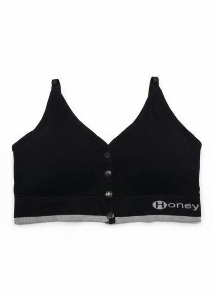 Honey Ribbed Button-Front Bralette