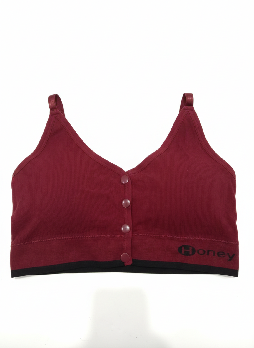 Honey Ribbed Button-Front Bralette