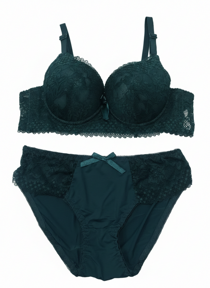 Elegant Bra & Panty Set with Rose Embroidery