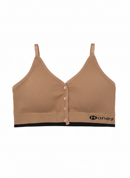 Honey Ribbed Button-Front Bralette