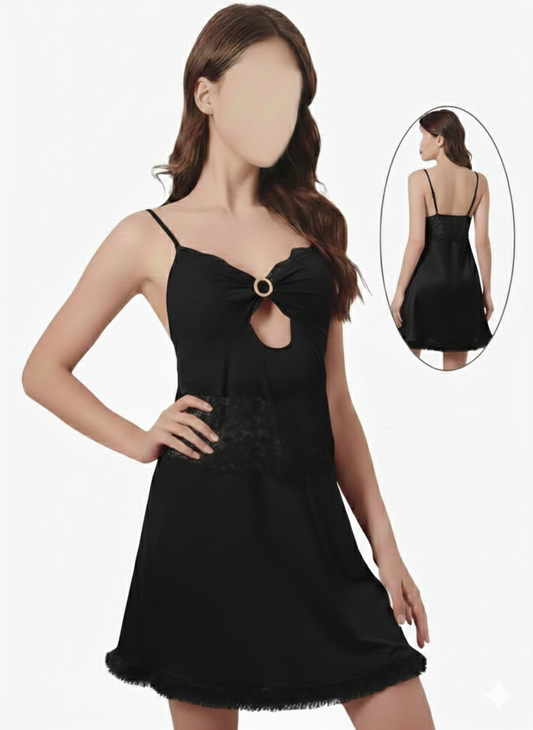 2 Pcs-Crimson Elegance Nighty (Black)