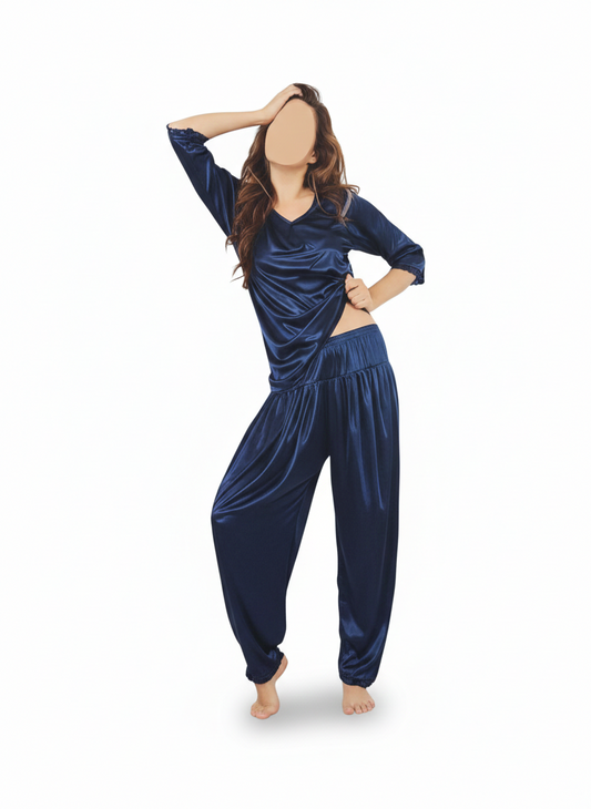 Royal Blue Satin Bridal Sleepwear Collection - 6 Pcs
